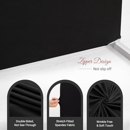 Set of 2 Black Arch Covers (6.6ft & 5ft) Spandex Stretchy Fitted Arch Backdrop Covers Wrinkle-Free Round Top Chiara Arch Stand Cover for Graduation Wedding Birthday Party Banquet Background - color: Black, size: 6.6FT, 5FT