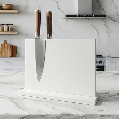 THMINS White Magnetic Knife Holder, Double-Sided Magnetic Knife Block Universal Multi-function Display Rack for Kitchen Counter - size: 11.6x8.5 inch White