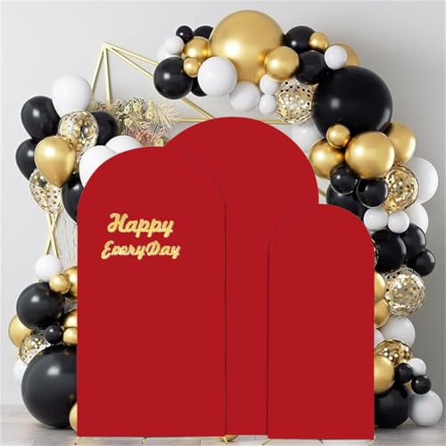 HAINARverS Set of 3 Wedding Arch Cover 6FT,6.6FT,7.2FT Spandex Fitted Stretchy Arch Stand Covers,2 Sided Round Top Chiara Backdrop Cover for Birthday Party Banquet Baby Shower Arch Decoration(Red) - color: Red, size: 6FT,6.6FT,7.2FT