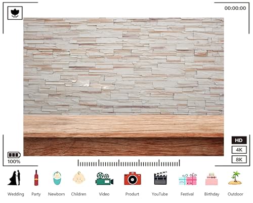 Trykid 10x8ft Stone Wall Wood Table Backdrop Rustic Natural Texture Neutral Tone Photography Background Product Display Tapestry Party Decoration Photo Studio Prop Fabric - size: 10x8ft
