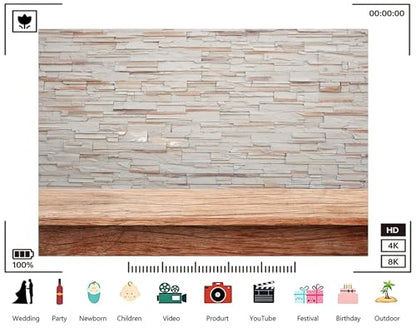 Trykid 8x8ft Stone Wall Wood Table Backdrop Rustic Natural Texture Neutral Tone Photography Background Product Display Tapestry Party Decoration Photo Studio Prop Fabric - size: 8x8ft