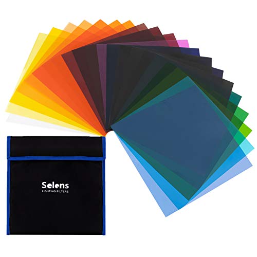 Selens 20pcs Color Gel Filter for Lighting Effect, 10x10 Inches Photography Color Correction Kit for Photo Video Studio, 20 Assorted Colors, Lighting Filters Transparent Color Sheet Filter Sheet Gels - color: 20Pcs gel kit(10x10inch)