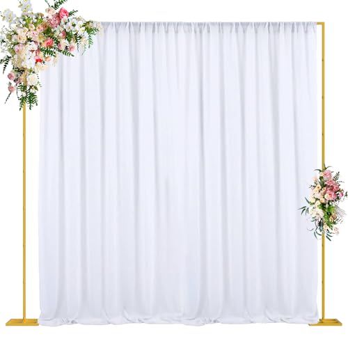 Wokceer 10x10 FT Backdrop Stand Heavy Duty Pipe and Drape Kit, Adjustable Gold Backdrop Stand for Wedding Birthday Party Photography Photo Booth Background Christmas Decoration - color: Gold-10FT-E