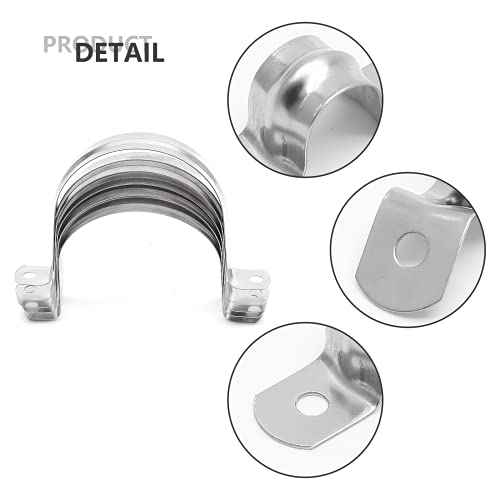 10Pcs 3 Inch Stainless Steel Large Conduit Clamps, Two Hole Strap U Bracket Rigid Pipe Strap Metal U Clamp Conduit Strap Tension Clips U-tube Clamp Heavy Duty - size: 3" / 76mm