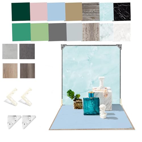 9PCS Product Photography Backdrop Board with Paper 16x16IN Double Sided Tabletop Background Backdrops Props Food Jewlery INS Cosmetics Small Photo Shooting Pink Green Blue - color: Pink Green Blue
