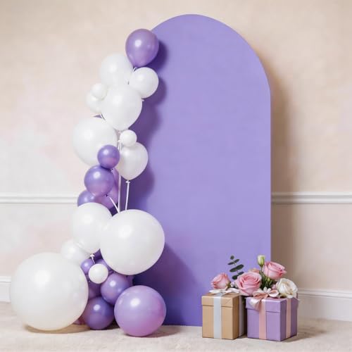 6.6 FT Arch Backdrop Cover Lavender Stretchy Polyester Spandex Round Top Chiara Backdrop Covers for Wedding Party Birthday Anniversary Reception Bridal Shower Decoration - color: Lavender, size: 6.6 FT