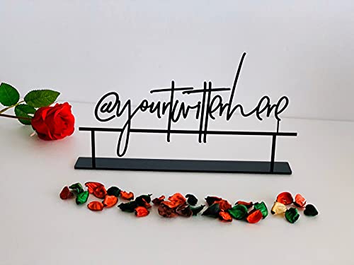 Custom Hashtag Sign Metal Table Sign Personalized Social Media Your Text Here Freestanding Signage Laser Cut Business Logo Tabletop Reception Centerpiece Birthday Event Photo Prop Social Media @ At
