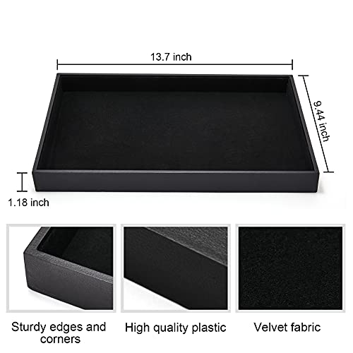 Black Velvet Stackable Jewelry Tray Showcase Display Earring Necklace Bracelet Rings Organizer…… - size: 1pcs
