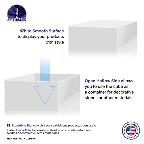 2 Pack 10 Inch White Acrylic Display Box with One Open Side No Lid Versatile Square Merchandise Storage Bin or Retail Product Riser by Marketing Holders - size: 10"w x 10"h