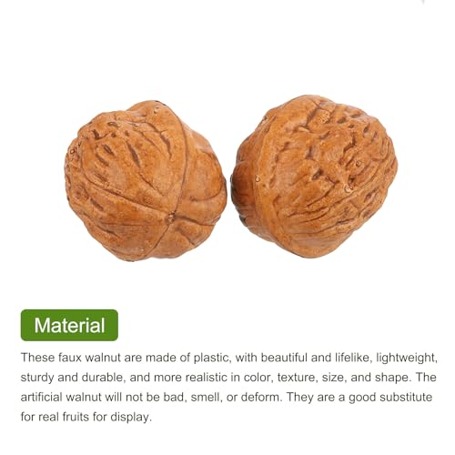 uxcell 20pcs Fake Walnut, Artificial Lifelike Walnut Decoration Fake Fruit Model for Photography Prop Kitchen Decoration, Brown