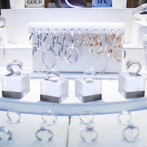 Remerry 8 Pieces Acrylic Display Block 1 x 1 x 1 Inch Clear Polished Acrylic Square Display Cube Block Stand Holder for Rings Jewelry Ornaments - size: 1 x 1 x 1 Inch