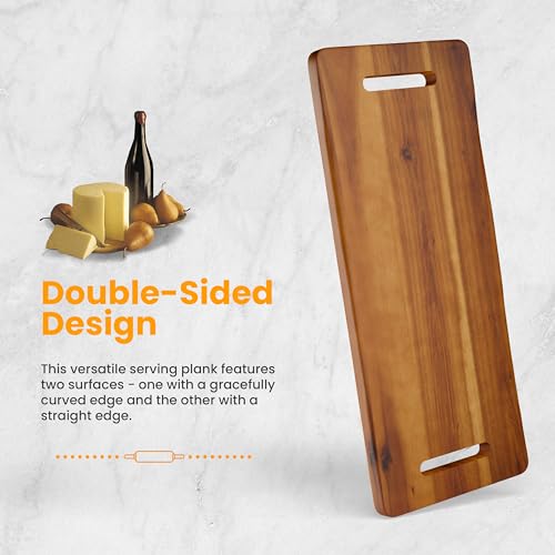 TIDITA 24" Large Acacia Wood Charcuterie Board with Handles - Extra Long Wooden Serving Cheese Boards - Rectangular Serving Platter for Meat Steak, Cracker Appetizers, Fruit Decorative Display - size: 24" x 9.8" x 1"