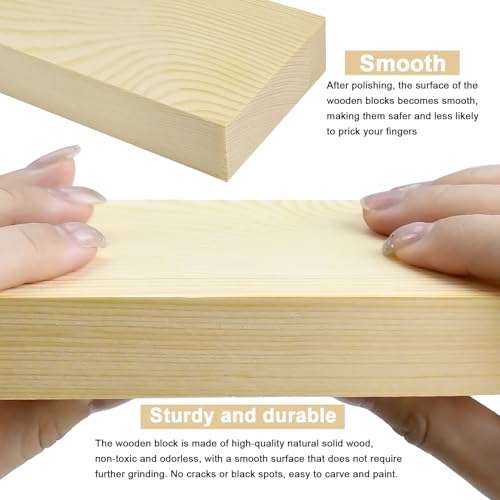 4 Pcs Unfinished Wood Blocks, 3x10x1 Inch Wooden Block, Wood Carving Blocks for Crafting Home Crafts DIY Supplies Carving Crafting - size: 3x10x1 Inch