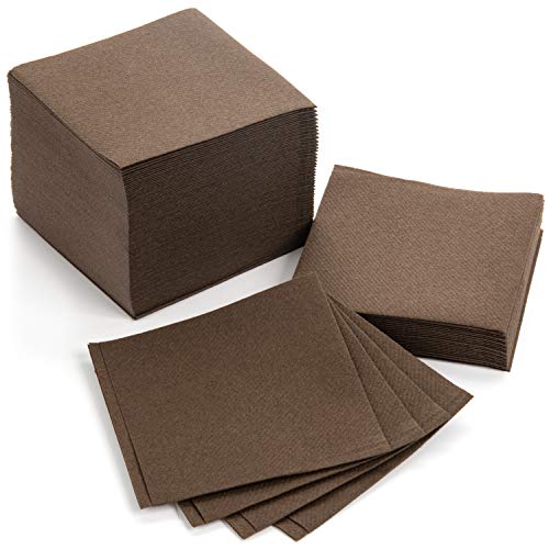 AH AMERICAN HOMESTEAD Paper Cocktail Napkins - Linen-Like Disposable Beverage Bar Napkins 4.75" x 4.75" - Bulk Square Napkins - Ideal for Party or Wedding (Dark Brown -100 Count) - color: Dark Brown, size: 4.75 x 4.75