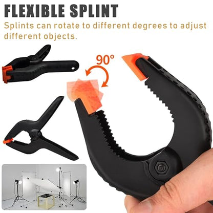 20 PCS 4.5" Heavy Duty Plastic Spring Clamps, Black Spring Clips for Backdrops, Craft Projects, Woodworking, Photography and Display Stands - size: 4.5in-20P