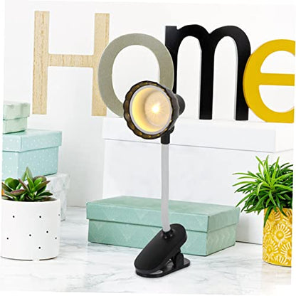 VOSAREA Mini Clip LED Desk Lamp Delicate Micro Clamp Light for Reading Bedroom Dorm Students Portable Table Lighting for Miniature Houses and Photo Props