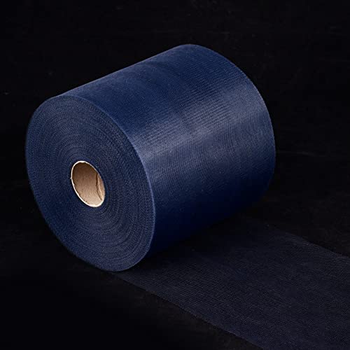 Tulle Fabric Roll, 6” by 200 Yards (600FT) Tulle Organza Fabric Spool for DIY Tutu Skirt Baby Shower Decor Wedding Backdrop Crafts Birthday Party Supplies(Navy Blue) - color: Navy Blue