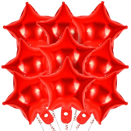 50 Pcs Star Balloons,10 Inch Red Star Foil Balloons,Stars Shaped Balloon Mylar Helium Balloon for Birthday Party Anniversary Wedding Baby Shower Decorations (10inch-red) - color: 10inch-red