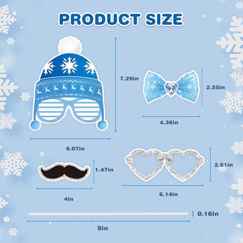 KALEFO 30Pcs Hello Winter Photo Booth Props Winter Wonderland Party Decorations Snowflake Photo Booth Props Kit Wedding Holiday Birthday Skiing New Year Party Supplies - color: Hello Winter