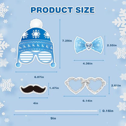 KALEFO 30Pcs Hello Winter Photo Booth Props Winter Wonderland Party Decorations Snowflake Photo Booth Props Kit Wedding Holiday Birthday Skiing New Year Party Supplies - color: Hello Winter