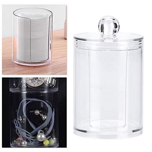 Dioche Round Clear Acrylic Makeup Cotton Pad Swab Holder Makeup Cosmetic Storage Organizer Box, Clear Acrylic Cotton Pad Container