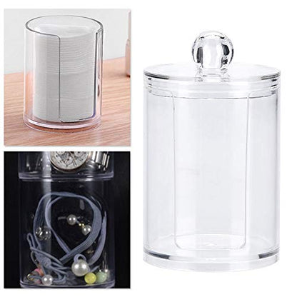 Dioche Round Clear Acrylic Makeup Cotton Pad Swab Holder Makeup Cosmetic Storage Organizer Box, Clear Acrylic Cotton Pad Container