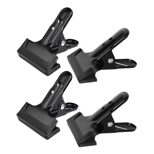 4pcs Dark Gray Cold-Rolled Steel Backdrop Cloth Clamps Photography Background Clips Heavy Duty Fixing Clamps for Studio and Photo Shoot Equipment
