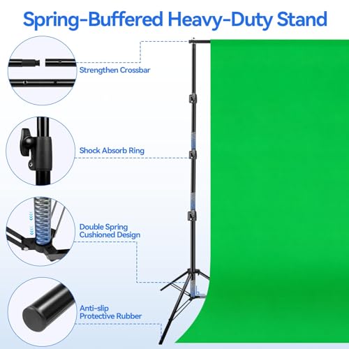 EMART 10 x 10ft Green Screen Backdrop Kit with Tripod Stand, Photography Background Support System with 10 x 15ft 100% Cotton Muslin Chromakey Backdrop for Photo Studio, Video Shooting, Live Streaming - size: 10*10ft Stand/10*15ft Backdrop