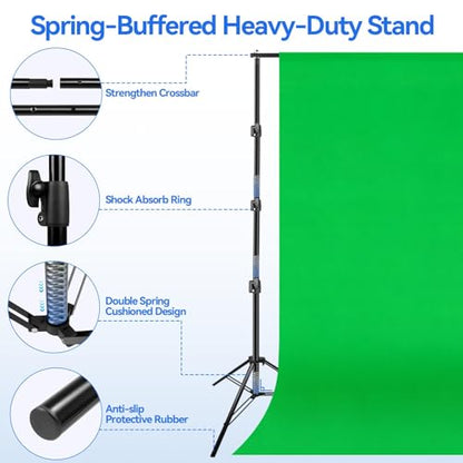EMART 10 x 10ft Green Screen Backdrop Kit with Tripod Stand, Photography Background Support System with 10 x 15ft 100% Cotton Muslin Chromakey Backdrop for Photo Studio, Video Shooting, Live Streaming - size: 10*10ft Stand/10*15ft Backdrop
