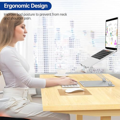 BESIGN LS10 Laptop Stand, Ergonomic Adjustable Notebook Tablet Stand, Computer Holder Compatible with Air, Pro, Dell, HP, Lenovo More 10-14" Laptops, Silver - color: B-Silver