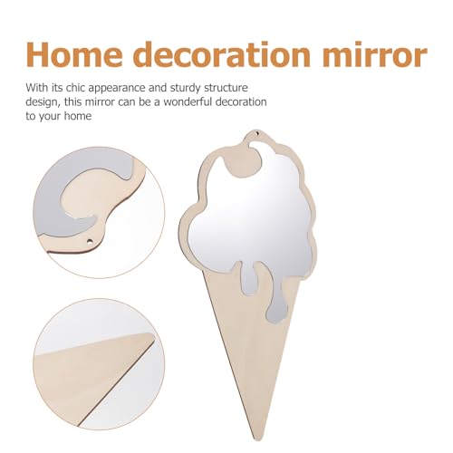 Abaodam Ice Cream Shaped Decorative Wall Mirror for Home Décor, Chic Photo Prop and Dressing Table Mirror, Small Unique Design for Living Room and Bedroom