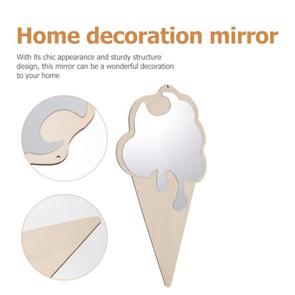 Abaodam Ice Cream Shaped Decorative Wall Mirror for Home Décor, Chic Photo Prop and Dressing Table Mirror, Small Unique Design for Living Room and Bedroom
