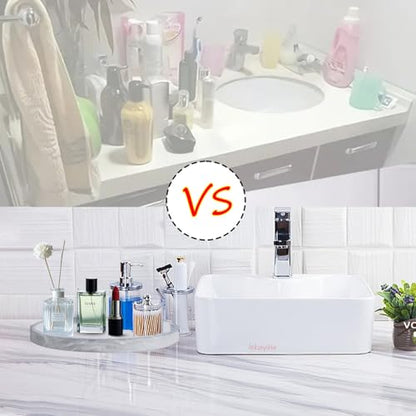 Silicone Bathroom 7" Tray Vanity Tray Trinket Tray for Scrubber, Lotion Bottles, Perfume, Jewelry, Candle, Key Trinket Ring (Marble White (Round)) - color: White (Round)