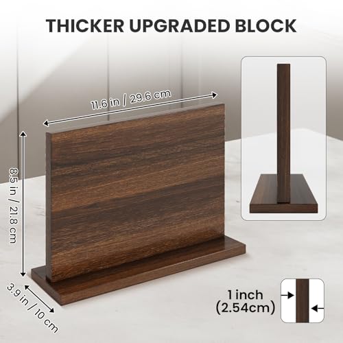 THMINS Magnetic Knife Holder, Double-Sided Magnetic Knife Block Universal Multi-function Display Rack for Kitchen Counter - size: 11.6x8.5 inch Wood