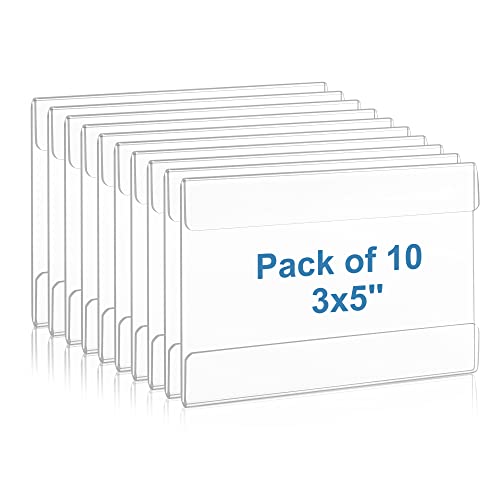 Lesnlok 10 Pack Wall Mount Acrylic Sign Holder 3x5 inch，with 3M Tape Adhesive for Office, Home, Store, Restaurant, No Drilling