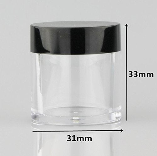 XICHEN (24 Pieces) 10G/10ML Clear Plastic Cosmetic Round Container Jars with BLACK Lids