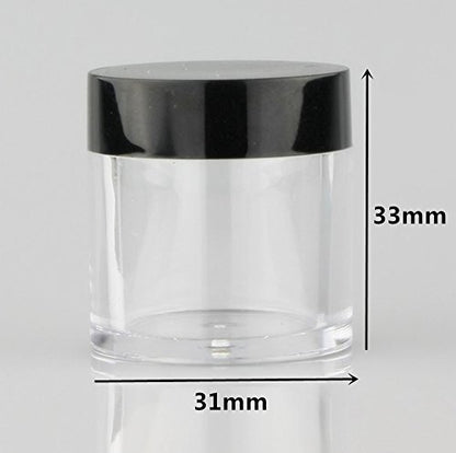 XICHEN (24 Pieces) 10G/10ML Clear Plastic Cosmetic Round Container Jars with BLACK Lids