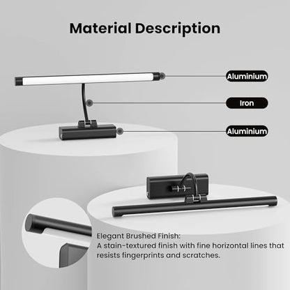 16" Picture Light with 6000mAh Battery - Black Operated Wireless Wall Sconce with Remote & Timer for Paintings, Photos & Frames - color: Black, size: 16 Inch