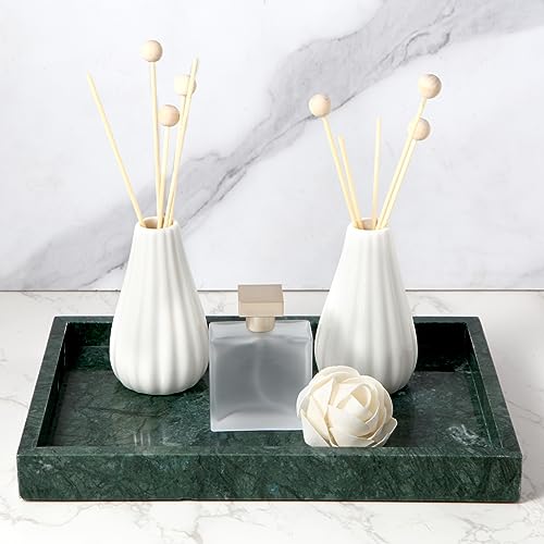 Elegant Green Marble Tray for Bathroom, 12" x 8" x 1.2" Natural Marble Serving Tray for Kitchen & Home Decor – Natural Marble Vanity Organizer - color: Green, size: 11.8" x 7.9" x 1.2"