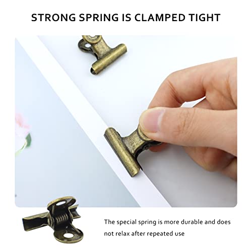 20 Pieces Metal Bulldog Binder Clips, 1.2 Inch Hinge Paper Clips Clamps for Food Bags, Pictures Photos, Art Crafts, Home Office Supplies (Bronze) (Pack of 2) - size: 1.2 Inch (Pack of 2)