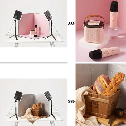 BYSTONE Upgrade Light Box Photography,Portable Photo Studio 16x16 inch Professional Shooting Tent Kit with 288pcs LED Lights 15 HD Backdrops Paper for Food and Small Product Photography Props