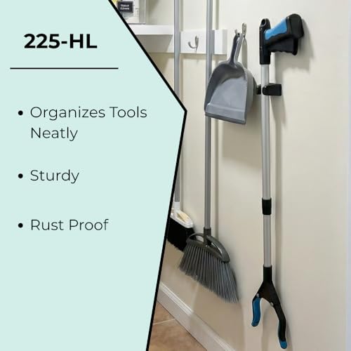 Spring Clip, Grip Clip, Holds 3/4"-1 1/8" Inch Diameter, (10) Ten Pack with Screws, Broom, Pipe, Tool Holder for Wall, Truck, Garden, Gibson Gripper Clips, 225-HL-10Pk, Made in USA, Silver and Black