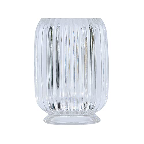 DASITON Makeup Brush holder Organizer,Crystal Cosmetic Makeup Brush Glass Brushes Storage Holder, Vintage Make Up Brush Cup Holder striped vase(Clear) - color: Clear