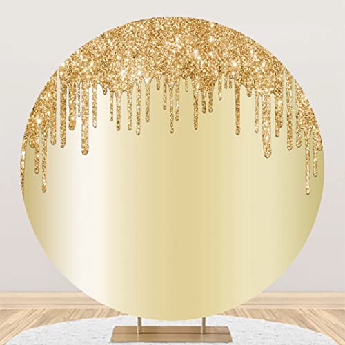 Yeele 7.2x7.2ft Gold Glitter Round Backdrop Luxury Sparkling Sequins Polyester Photography Background for Wedding Reception Baby Shower Birthday Party Supplies Decor Photo Video Shoot Props - color: Gold, size: 7.2x7.2ft-Diameter