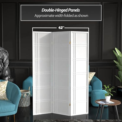 Red Lantern 6 ft. Tall Double Cross Shoji Screen - White - 3 Panels - color: White, size: 3 Panel
