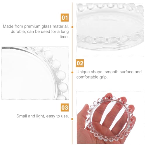 Angoily Glass Pearl Beaded Jewelry Jewelry Tray Small Decorative Ring Holder Photography Prop for Vanity and Desk