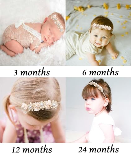 Newborn Photography Outfits, Cute Baby Lace Ribbon Rompers with Headband for Infant Photography Props - color: White
