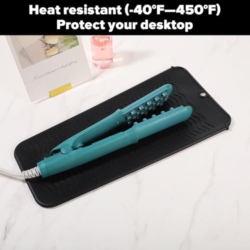 2 Pcs Heat-Resistant Silicone Mat and Heat Styling Tools Travel Mat Cover for Curling Irons Hair Straighteners Flat Iron Professional Heat-Resistant Non-Slip Mats for Countertop Hot Hair Styling Tools