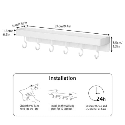 niffgaff White Key Holder Wall Mount, Stainless Steel Self Adhesive Hooks Rack with Shelf, No Drill Key Hanger for Door and Wall - color: White