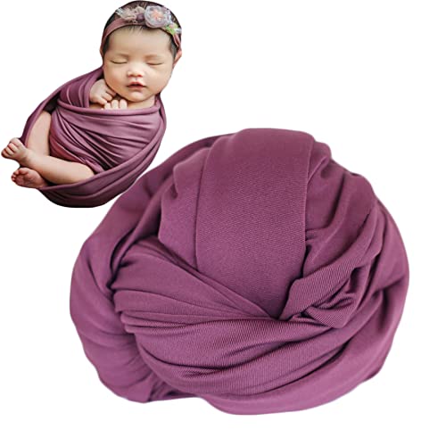 Zeroest Newborn Photography Stretch Wrap Boy Girl Baby Wraps Photography Props Baby Photo Prop Stretch Blanket for Baby (Grape) - color: Grape
